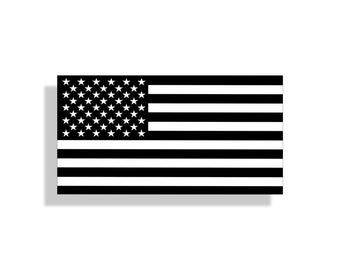 Black and White USA Flag Sticker American Patriotic Tablet Laptop Cup Car Vehicle Window Bumper Vinyl Decal Graphic
