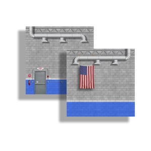 Side Wall pair RC 1/10 Scale Garage Sticker Blue and Gray Cinder Block Printed Decal Graphic Display Truck Rock Crawler Diorama 1:10 shop