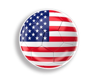 USA American Flag Soccer Ball Sticker Patriotic Cup Laptop Car Vehicle Window Bumper Vinyl Decal Graphic
