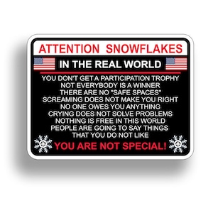 Attention Snowflake Trump Hat Helmet Sticker USA POTUS 2024 Mini Pack Phone Cup Vinyl Laptop Tablet Car Truck Vehicle Graphic Decal