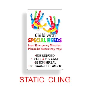 Necessidades especiais criança janela de aderência estática alerta de segurança de emergência primeiros socorros casa segura