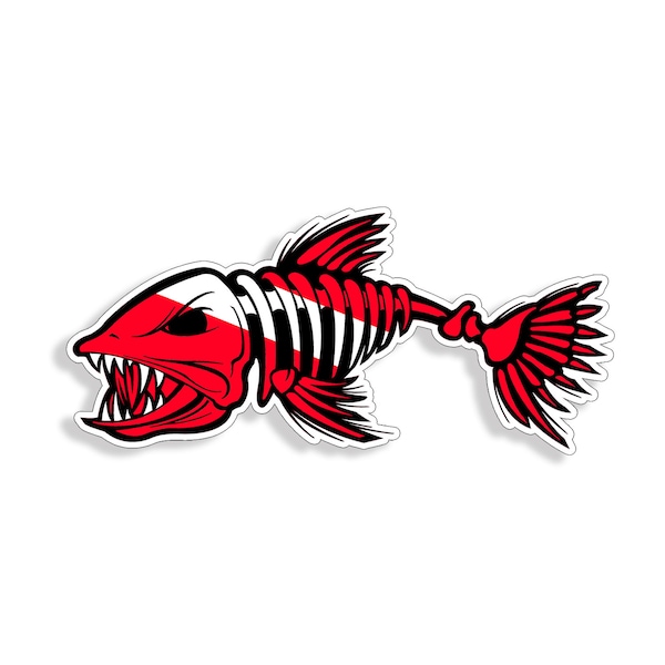 Diver Down Bone Fish Sticker Printed Digital Vinyl Decal Fish Fishing Car Truck Boat Scuba Dive Cup Laptop