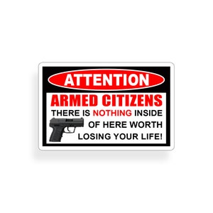 Gewapende burgers Waarschuwing Sticker 2e amendement 2A Gun Safety Vuurwapen Pistool Huis deur muur auto voertuig raam bumper vinyl decal graphic
