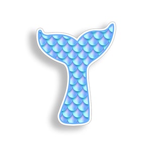 Mermaid Tail Sticker Die Cut Digitally Printed Vinyl Graphic for Cup Cooler Car Truck Window Full Color Turquoise  Blue  MT2