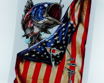  USA Bone Fish Sticker - Patriotic American Flag Fishing Decal  Vinyl Die Cut : Automotive
