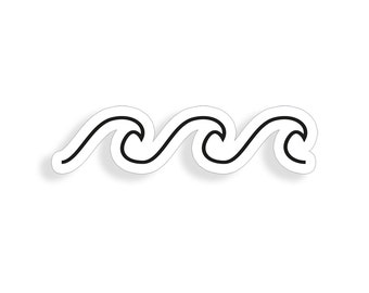 6" Black and White Wave Sticker Surf Beach Ocean Laptop Cooler Car Vehicle Window Bumper Decal Vinyl Graphic