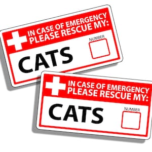Naklejka winylowa Cat Emergency Pet Rescue 1st First Aid Responder FIRE Safety Safe