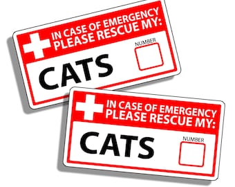 Cat Emergency Pet Rescue Sticker Vinyl Decal 1st First Aid Responder FIRE Safety Safe