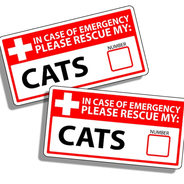 Cat Emergency Pet Rescue Sticker Vinyl Decal 1st First Aid Responder FIRE Safety Safe