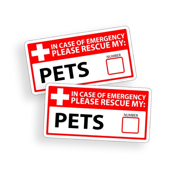 Emergency Pet Rescue Sticker 911 Police Fire and 1st First Aid Safety Safe Vinyl Decal