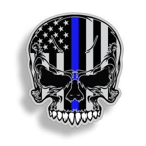 Blue Line Skull Sticker USA BTB Polis Vinyl Muggkylare Bil Lastbil Dekal Second 2A Tunn Bilfönster Stötfångare