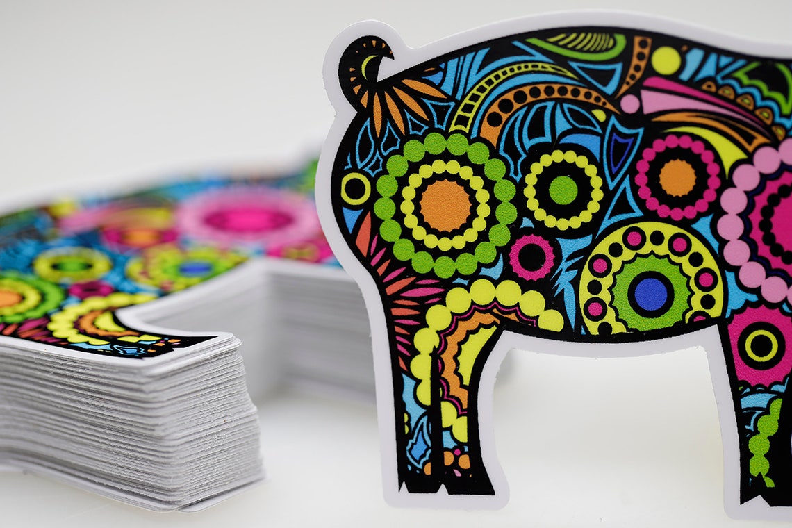 Colorful Pig Sticker Groovy Hippy car truck vehicle window Etsy