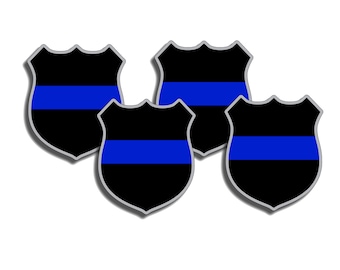 Mini Police Sticker Thin Blue Line Badge Phone Helmet Hard Hat Tag License Plate Laptop Tablet Cup Vinyl Graphic Decal