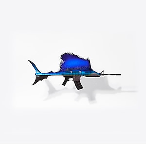 Een zout wapen Sticker AR15 Geweer Visgeweer Fishing Boat Tablet 2e Amendement AR 2A Politie Blue Line Laptop Auto Voertuig Raam Bumper Sticker