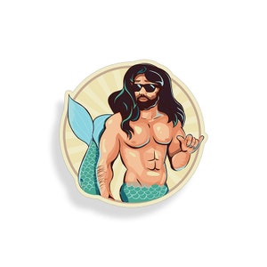 Merman Mermaid Sticker Die Cut Digitally Printed Vinyl Graphic for Cup Cooler Car Truck Window Full Color