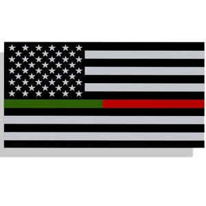Military Fireman Green Red Line USA Flag Sticker Rescue Firefighter EMT Fire 911 American Laptop Cup Car Vehicle Window Bumper Vinyl Decal