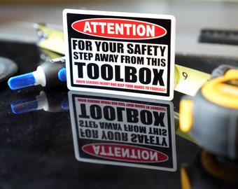 Tool Box Warning Sticker Step Away From My Toolbox Funny Custom Printed  Vinyl Garage Shop Owner Graphic Mechanic Decal 