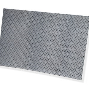 May include: A sheet of grey diamond plate metal.