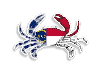 North Carolina Crab Flag Sticker NC State Cup Laptop Boat Cooler Car Vehicle Window Bumper Decal