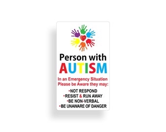 Person with Autism Sticker Car Truck Home Door Window Vehicle 911 Rescue Emergency Safety Alert First Aid Safe Decal