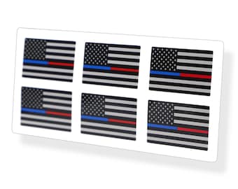 Mini Blue /Red Line USA American Flag Stickers Police Law Enforcement Fire Fireman 911 car vehicle license tag decal