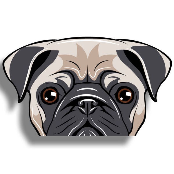 Pug Face Custom Printed Die Cut Sticker for your Car Truck SUV Van Vehicle Glass Window Door Graphic