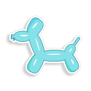 Balloon Animal Sticker Silly cute cartoon dog blue Cup Cooler Flask Laptop Car Vehicle Window Bumper Vinyl Decal Graphic