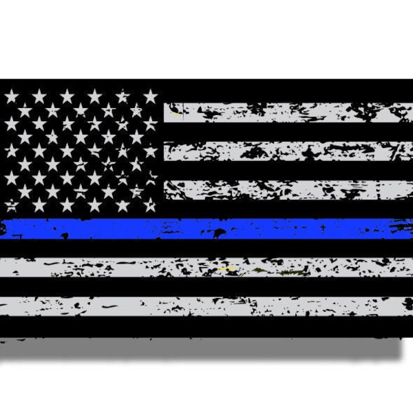 Support Police - Grunge Blue Line Sticker Decal US Flag Gun Law Enforcement Lives Matter Sheriff USA America BLM