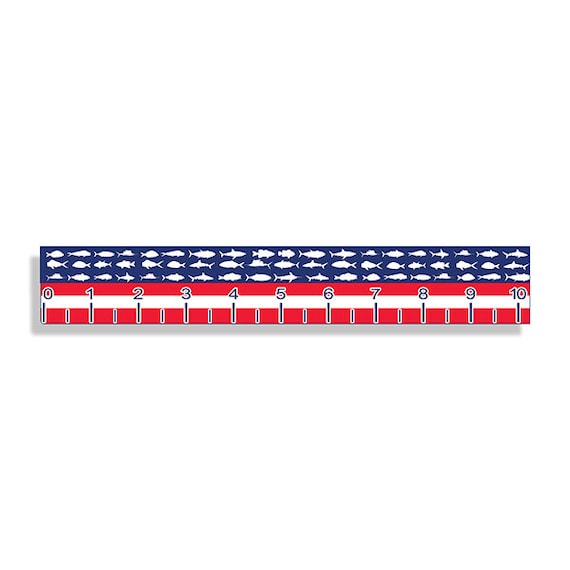 USA Flag Fish 40 Inch Fishing Ruler Self Adhesive Sticker for