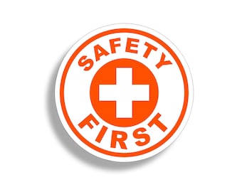 Adesivo laranja de segurança para primeiros socorros, 4 polegadas, decalque de resgate, estação de emergência, parede, médico, empilhadeira, armazém, escritório, área clínica osha