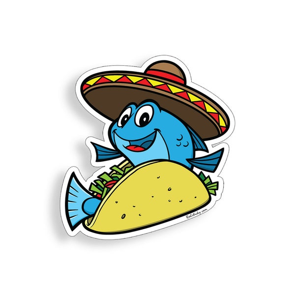 Fish Taco Sticker Silly Food Wear Hat Fishing Laptop Tablet Car Boat Vehicle Window Bumper Decal Graphic