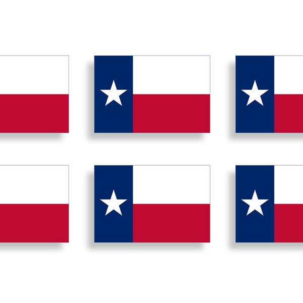 6 Mini Texas State Flag Stickers TX Longhorn Lone Star Car Truck Laptop Tablet Cup Téléphone portable Graphique Rouge Blanc Bleu Vinyle DécalcomanIe Graphique