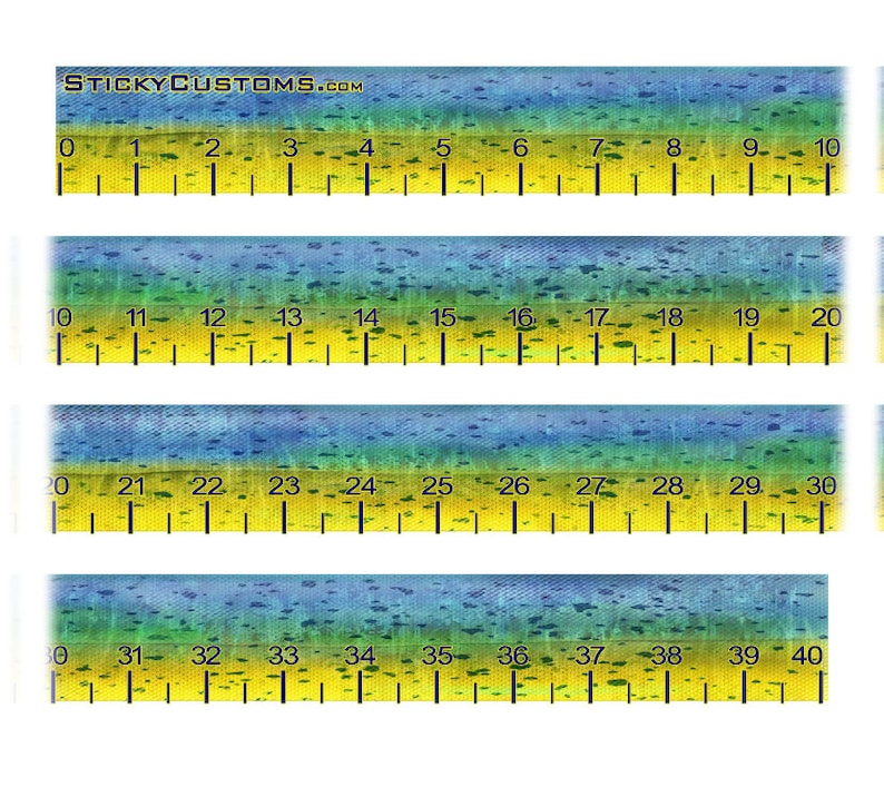 Mahi Pattern Sticky 40 Inch Ruler Self Adhesive Sticker for Fishing ...