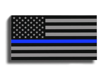 3x5 Blue Line USA American Flag Sticker Car Truck Window Bumper Vinyl Printed Police Law Enforcement Decal
