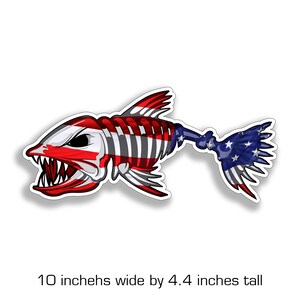 10" USA Bonefish Sticker Bone Fish American Boat Camper RV Truck Fishing Vinyl Decal Car Graphic