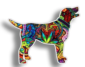 Lab Labrador Graffiti Watercolor Dog Sticker Die Cut Digitally Printed Vinyl Graphic for Cup Cooler Car Truck Window