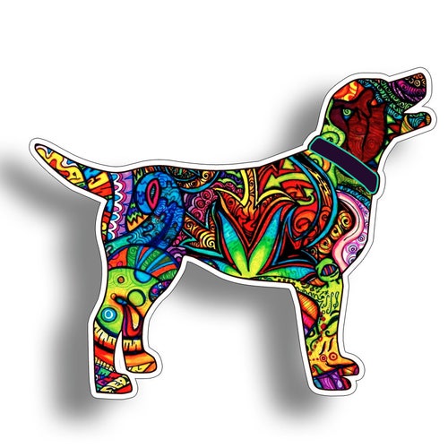 Rustic American Flag Labrador Dog Sticker Decal | 4" X 5" Glossy Vinyl For Car, Laptop