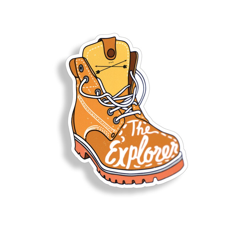 The Explorer Hiking Boot Sticker Rock Climb Trails Outdoor Adventure cup laptop car vehicle window bumper decal image 2