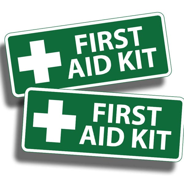 Green First Aid Kit Stickers Decal Camp Boat Kayak SUP Camp Kid Family Jeep atv  SxS Baseball Field Game DIY Truck Car RV  Safe Safety