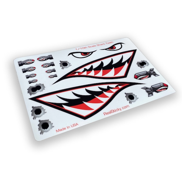 Shark Teeth Sticker 1:10 1/10 Scale RC R/C Bomb Eyes Missile Bullet Gun Car Truck Plane Vinyl Decal Graphic Sheet