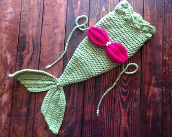 Cola de sirena- cola de sirena recién nacida, cola de sirena de ganchillo, sirena de utilería para fotos de bebé, manta de sirena