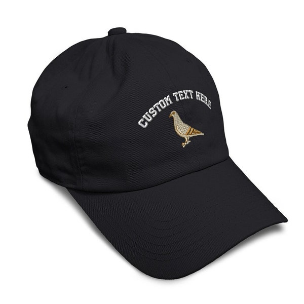 Custom Tan and Caramel Pigeon Embroidery Baseball Hat with Personalized Text Stylish Unisex Accessory for Casual Wear and Outdoor Activities