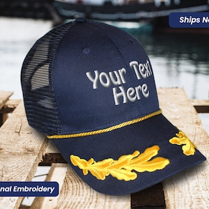 Custom Yacht Captain Hat Trucker Hat Racing Hat Captain Gift Baseball Hat Skipper Hat Captain Cap Embroidery Captain Hat Personalized Cap