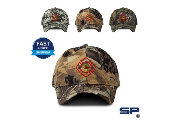 Camo Baseball Cap Maltese Cross Firefighter Embroidery Firefighter Gift for  Her Cotton Hunting Dad Hats for Men & Women Pixel Camo 