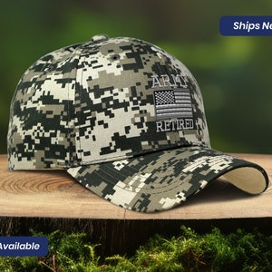Camo Hat Baseball Cap Camouflage Hat Us Army Retired Embroidery Camo Cap Vintage Dad Hat Camouflage Cap American Flag Us Army