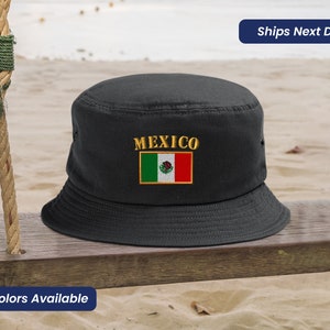Bucket Hat Bucket Hats for Men Fisher Hat Mexico Flag Embroidery Bucket Cap Hat Bucket Hats for Women Mexico Unique Gift Unisex Hat