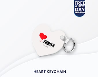 Custom Keychain Heart Throb Valentine Valentines Day Heart Shape Valentines Day Personalized Gift Plastic White