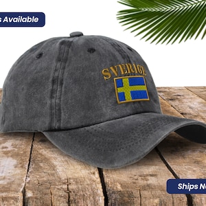 Soft Baseball Cap Dad Dad Hat Sweden Sverige Flag Embroidery Vintage Hats Washed Baseball Cap Sweden Sverige Unique Gift Embroidery Design