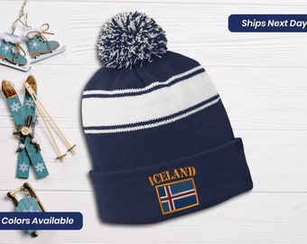 Iceland Flag Embroidered Beanie Hat - Soft Acrylic Stretchable Skull Cap Unisex Iceland Flag Embroidered Unisex Beanie Cap, Skull Cap - Etsy main image 4
