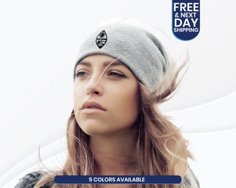 Slouchy Beanie Womens Slouch Floppy Beanie Seal of Guam Embroidery Mens Slouchy Beanie Skater Beanies Seal Guam Winter Hats Unique Gift